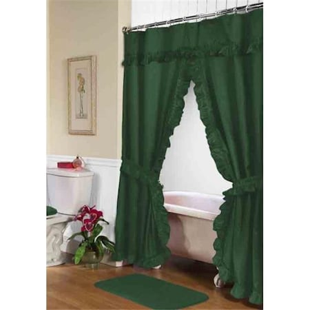 Livingquarters FSCD-L-27 34 x 54 in. Lauren Double Swag Shower Curtain; Evergreen LI11050